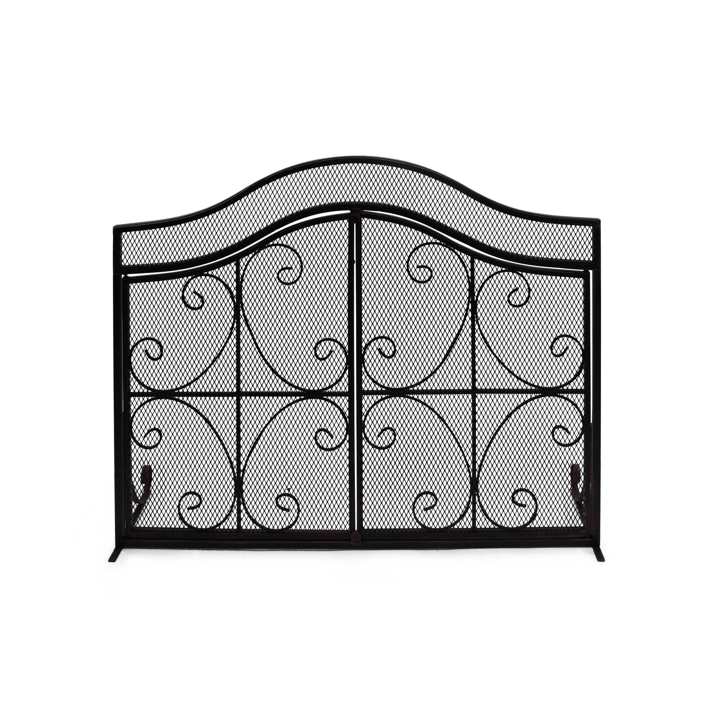 Gary Modern Three Panel Iron Firescreen with Door