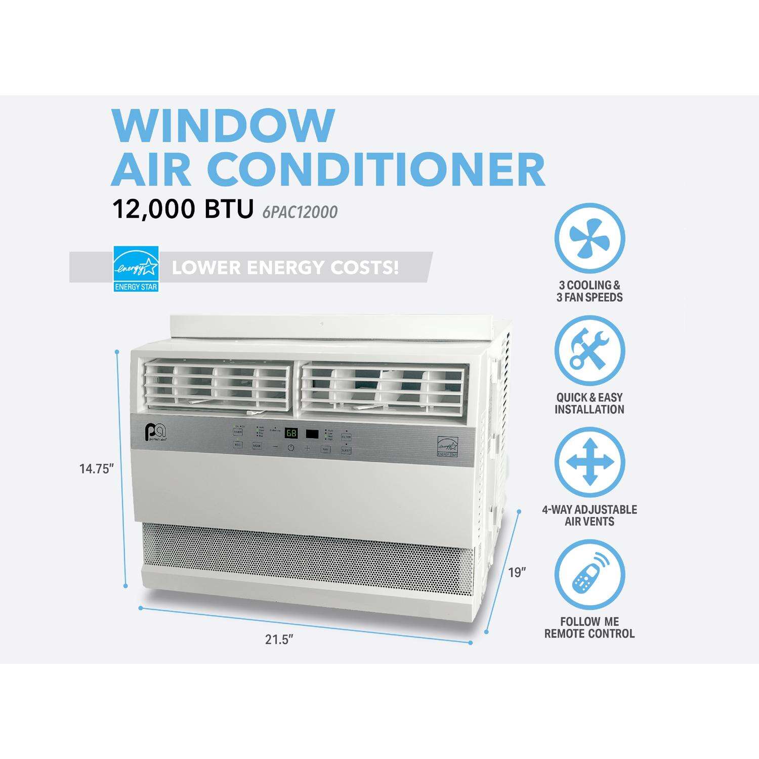 Perfect Aire 12000 BTU Window Air Conditioner w/Remote