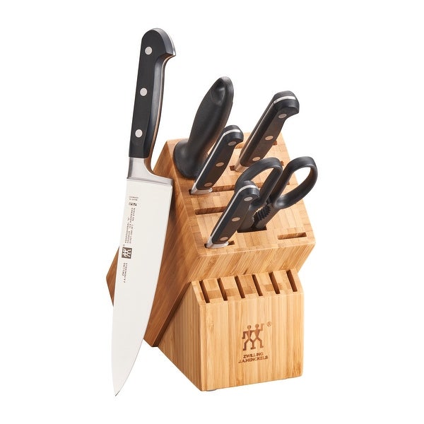 ZWILLING Professional S Knife Set with Block， Chef’s Knife， Serrated Utility Knife， 7 Piece， Black - 7-pc