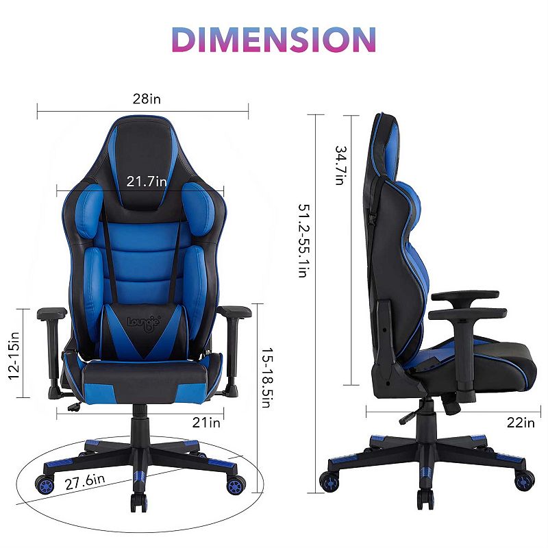 Xaiden Game Chair Swivel， Adjustable Back Angle， Seat Height and Armrest