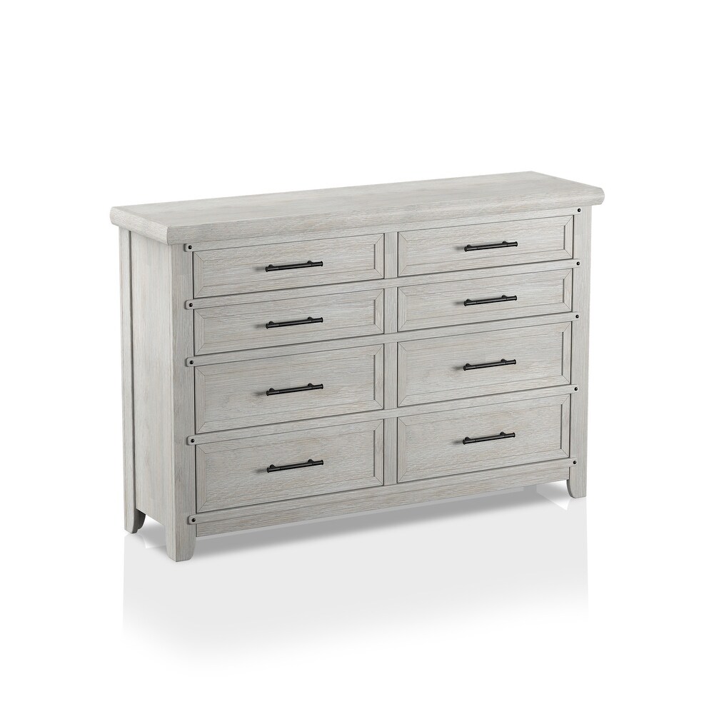 Tiwo Transitional White 56 inch Wide 8 Drawer Solid Wood Dresser by Furniture of America