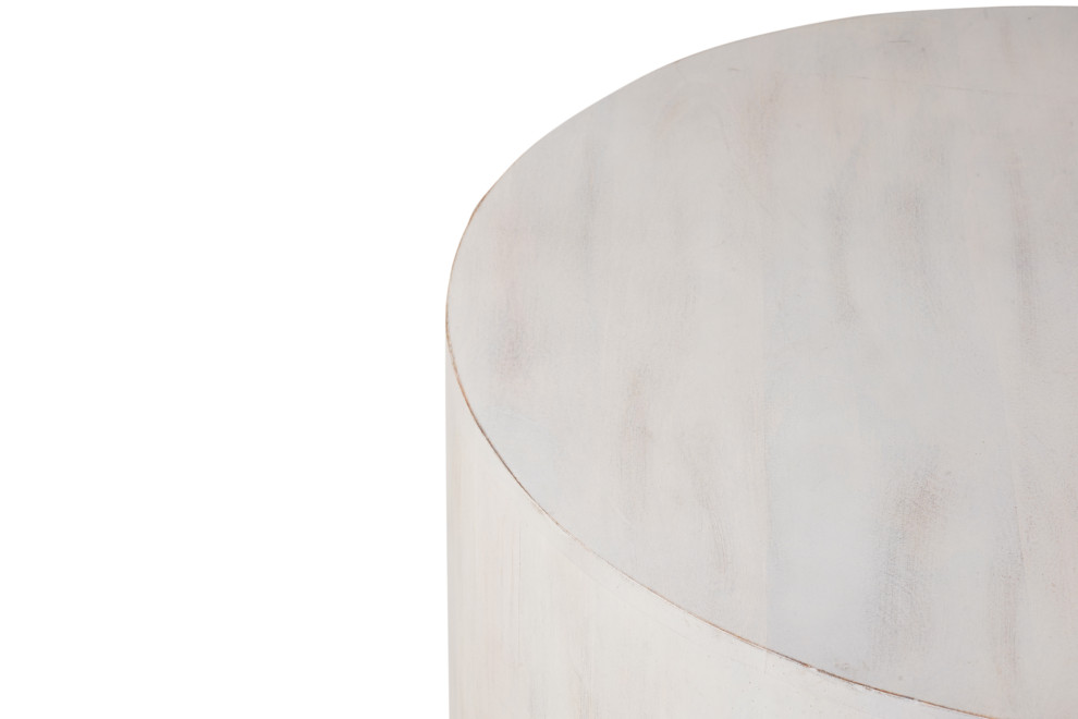 Krissa 30 quotRound Mango Wood Coffee Table  Whitewash   Coffee Tables   by CAROLINA CLASSICS  Houzz