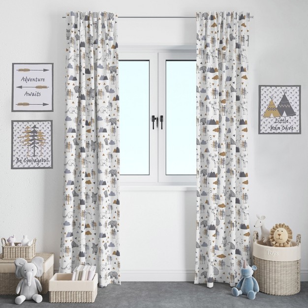 Bacati Woodlands Animals Beige grey Curtain Panel