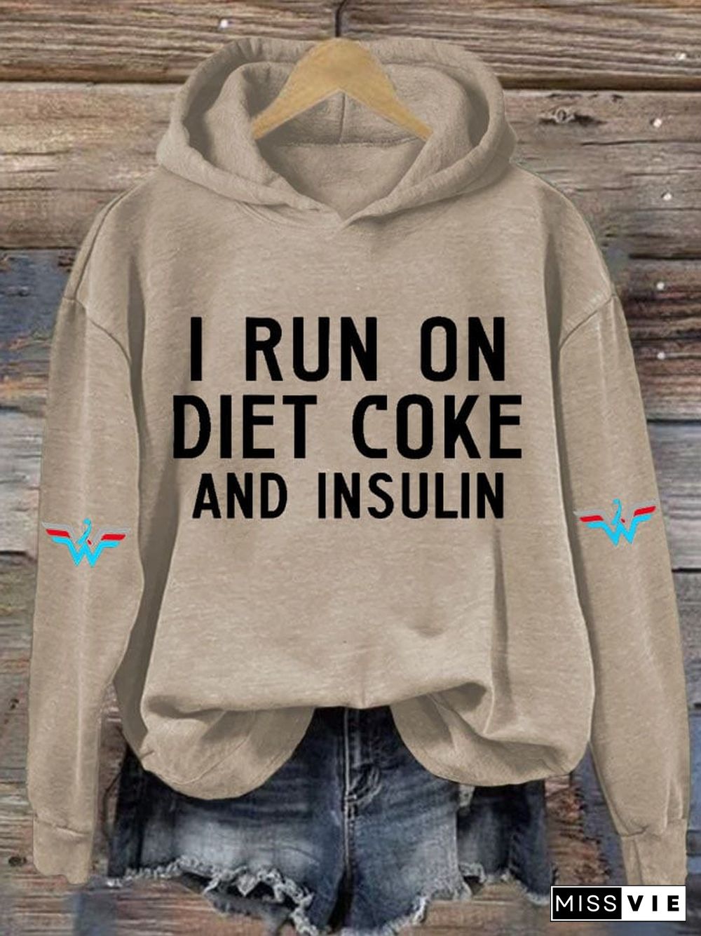 Women's Casual I Run On Diet Coke And Insulin Printed Hooded Sweatshirt