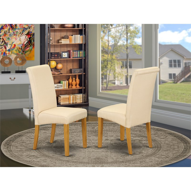 East West Furniture Barry 42 quotWood Dining Chairs in Oak/Beige (Set of 2)   Transitional   Dining Chairs   by Homesquare  Houzz