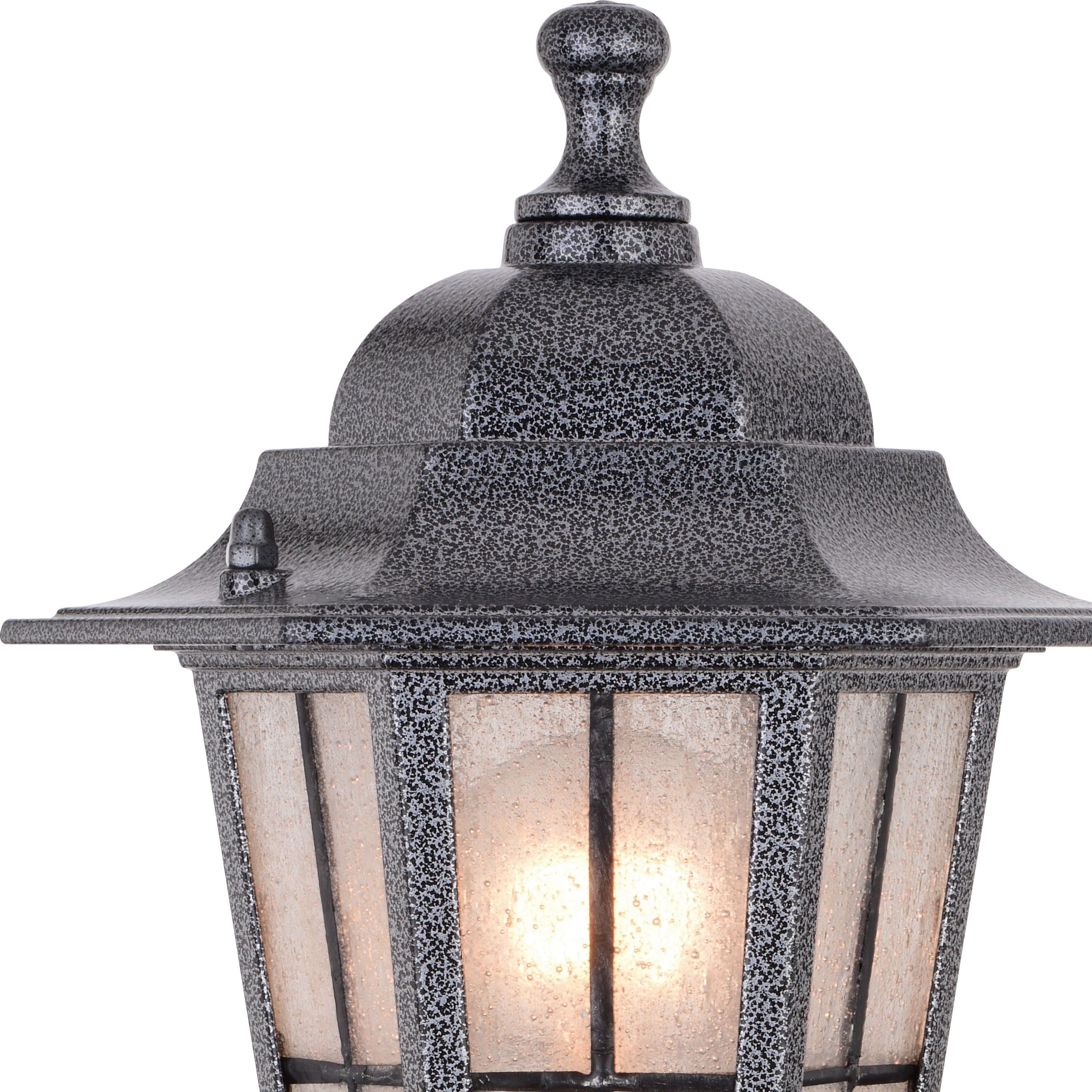 York Textured Pewter Motion Sensor Dusk to Dawn Traditional Outdoor Wall Light with Clear Glass