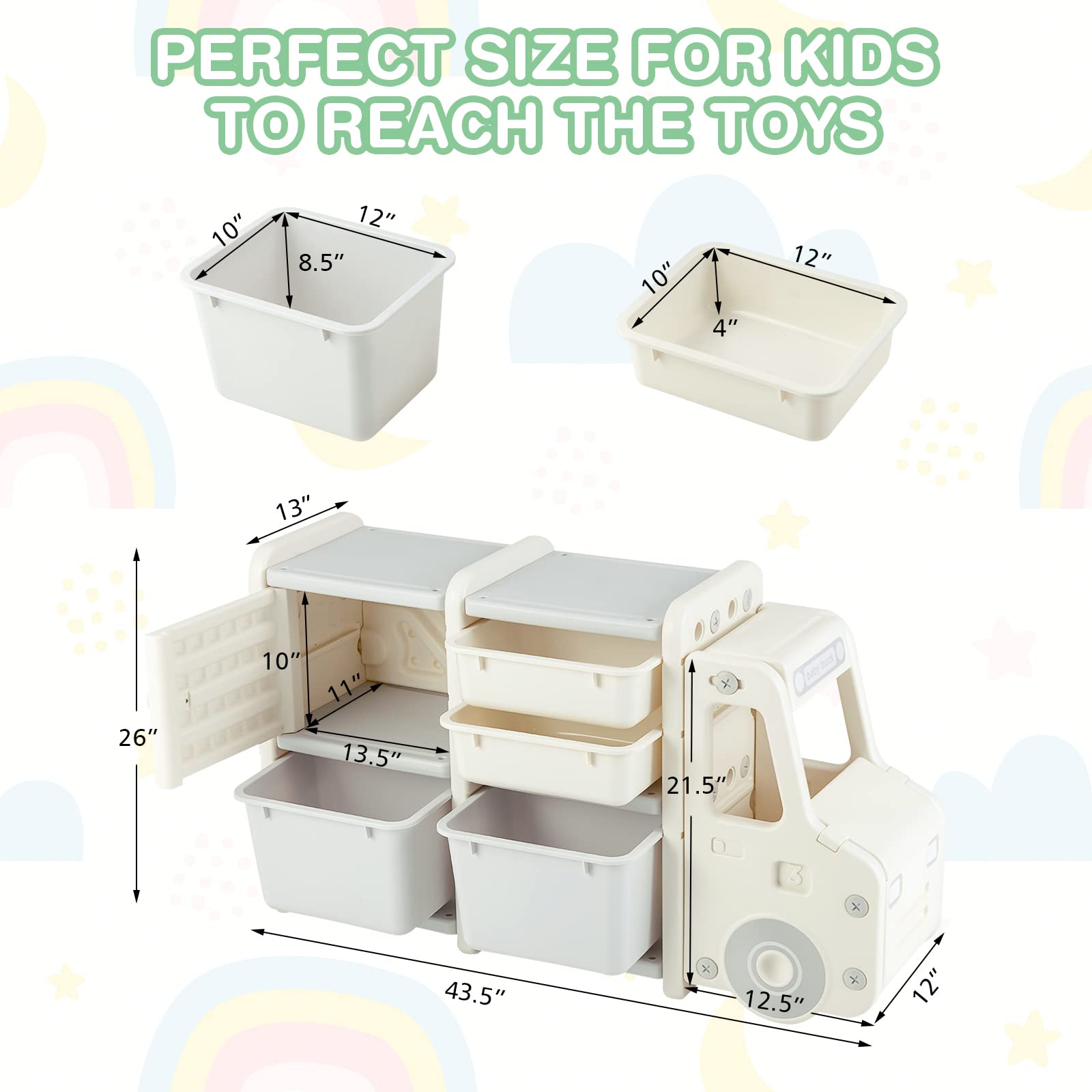 Costzon Kids Toy Storage Organizer with 2 Large Bins