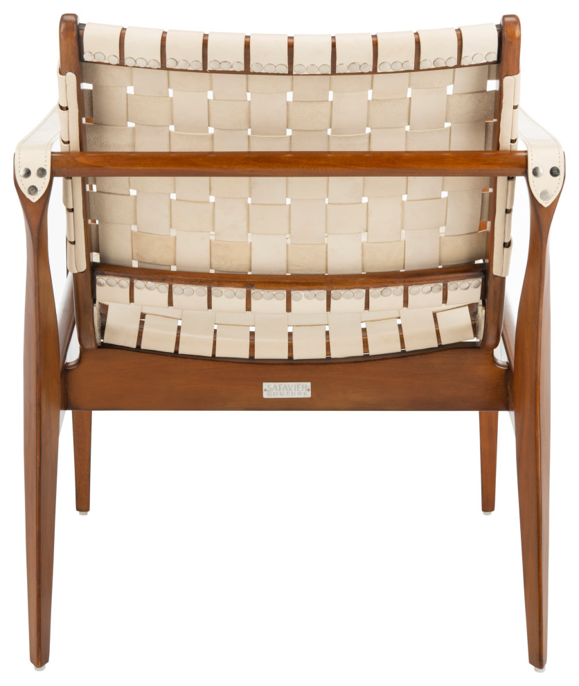 Safavieh Couture Dilan Leather Safari Chair   Midcentury   Armchairs And Accent Chairs   by Safavieh  Houzz