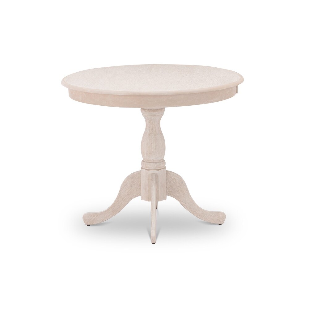 East West Furniture Dining Room Table   a Round kitchen Table Top with Pedestal Base  (Finish Options Available)