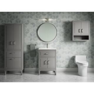 KOHLER Seer 24.125 in. W x 18.0625 in. D x 35.8125 in. H Bathroom Vanity in Mohair Grey with Quartz Top K-33551-ASB-1WT