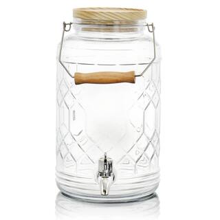 GIBSON HOME 146 fl. oz. Duval Glass Beverage Dispenser with Wooden Lid and Handle 985117163M