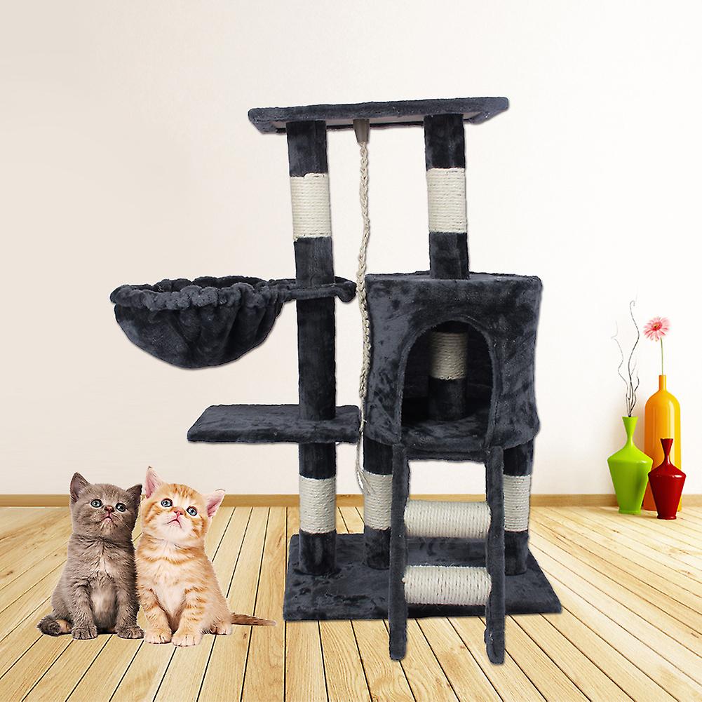 Cat Tree Deluxe Multi Level Tower With Scratching Climb Activity Toys Pet Bed House Dark Gray