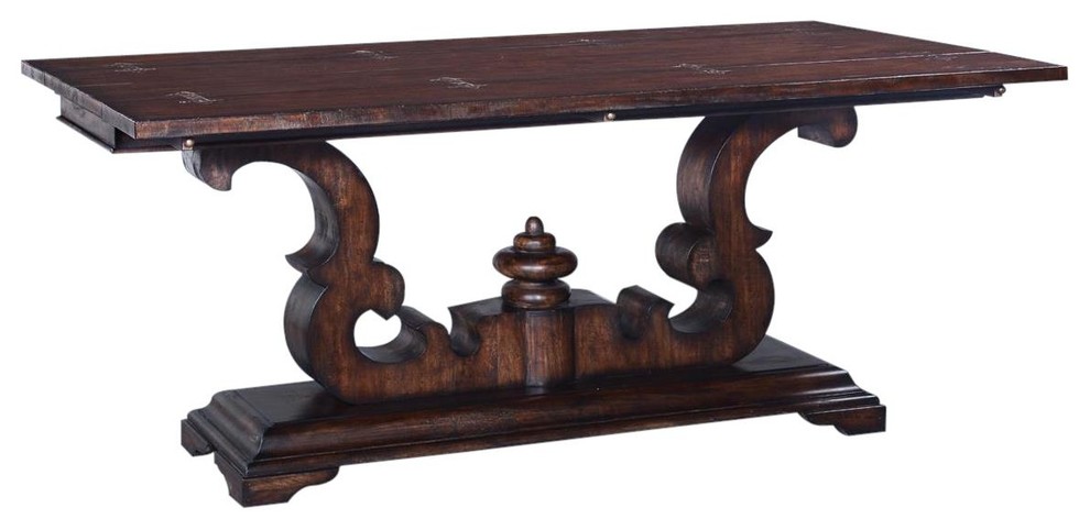 Console Table Cambridge Flip Top Rustic Pecan Old World Scroll   Traditional   Console Tables   by EuroLuxHome  Houzz