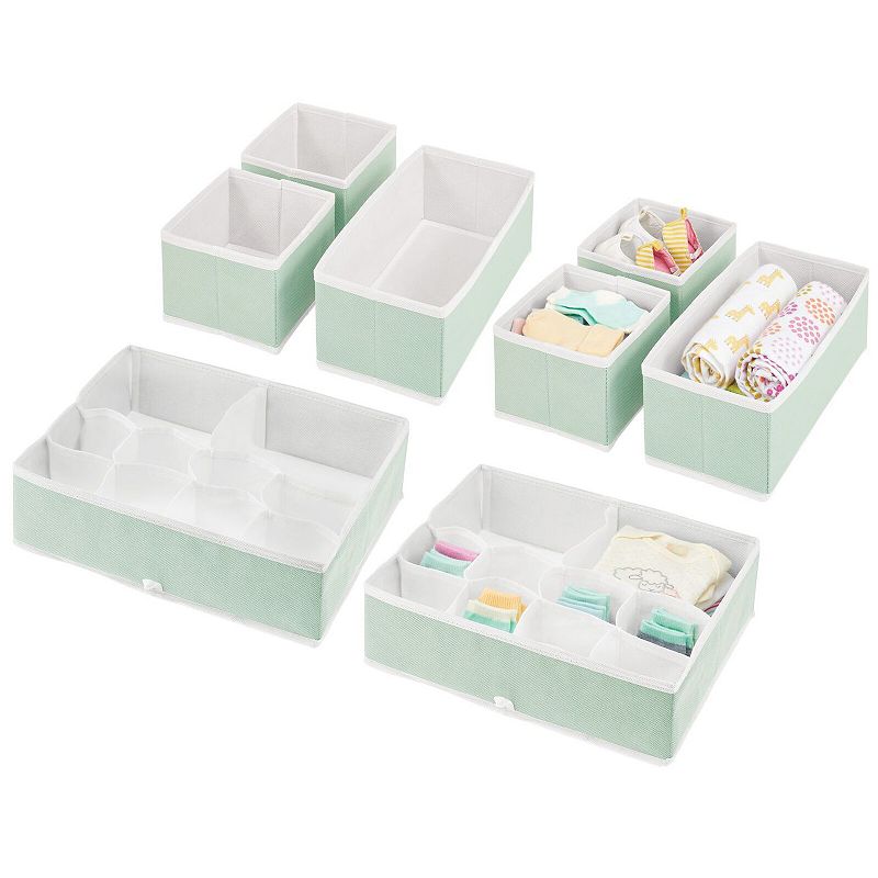 mDesign Fabric Nursery Divided Drawer Storage Bin - 2 Pack