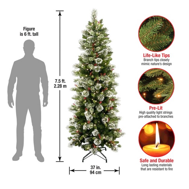 National Tree Company 7.5 Ft. Wintry Pine(r) Slim Tree With Clear Lights