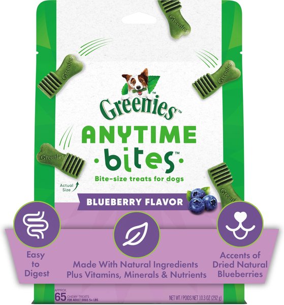 Greenies Anytime Bites Blueberry Flavor Soft and Chewy Dog Treats