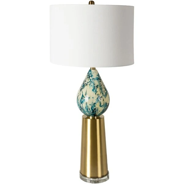 Kasen Modern Painted Glass and Brass Table Lamp - 35