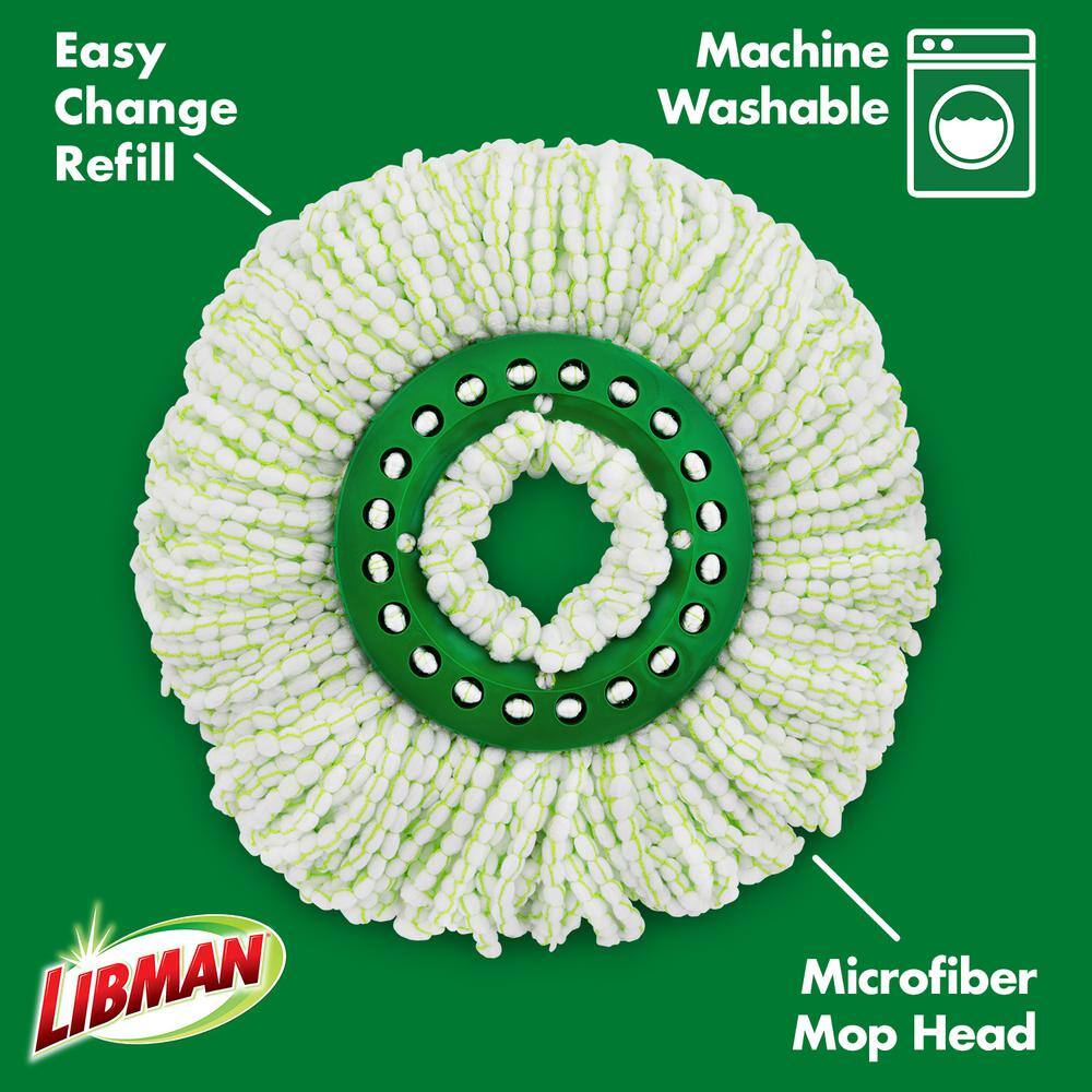 Libman Microfiber Tornado Wet Spin Mop and Bucket with 3 Refills  Microfiber Flat Mop with 2-Piece Handle with 1 Refill 1608