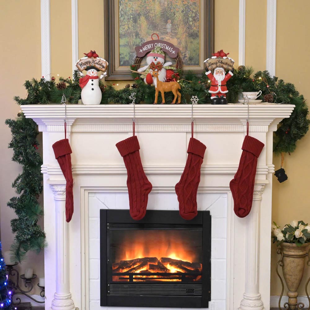 Yescom Christmas Fireplace Stockings 4 Pack Chunky Knitted Stockings Red