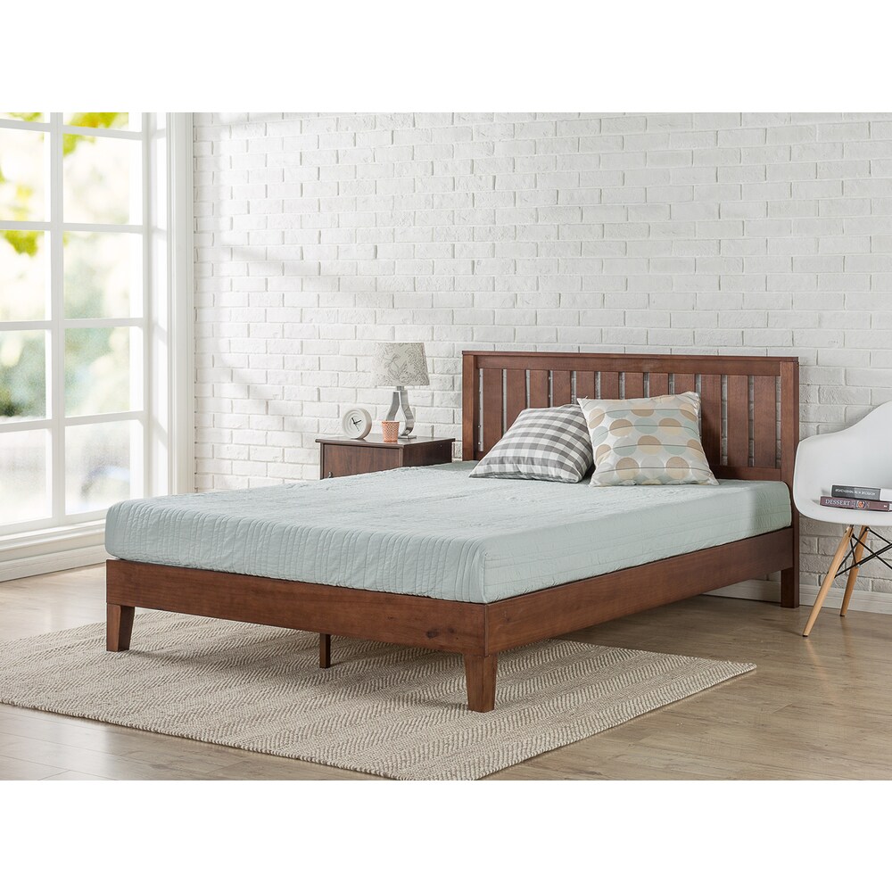 Priage by Zinus Antique Espresso Wood Platform Bed