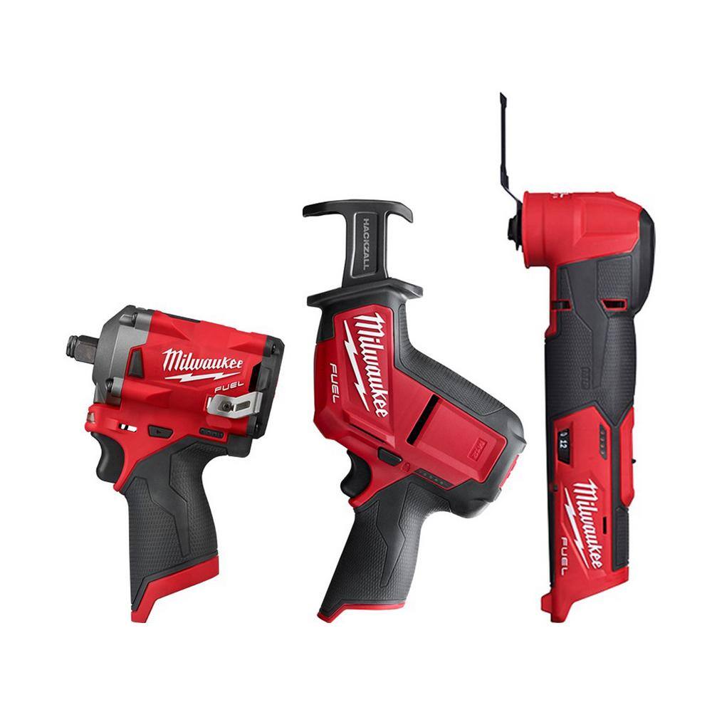 MW M12 FUEL 12V Lithium-Ion Cordless Oscillating Multi-Tool with M12 FUEL 12 in. Impact Wrench and M12 FUEL HACKZALL 2526-20-2555-20-2520-20