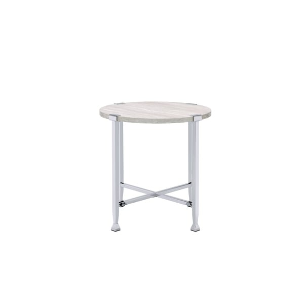 Brecon End Table in White Oak andChrome