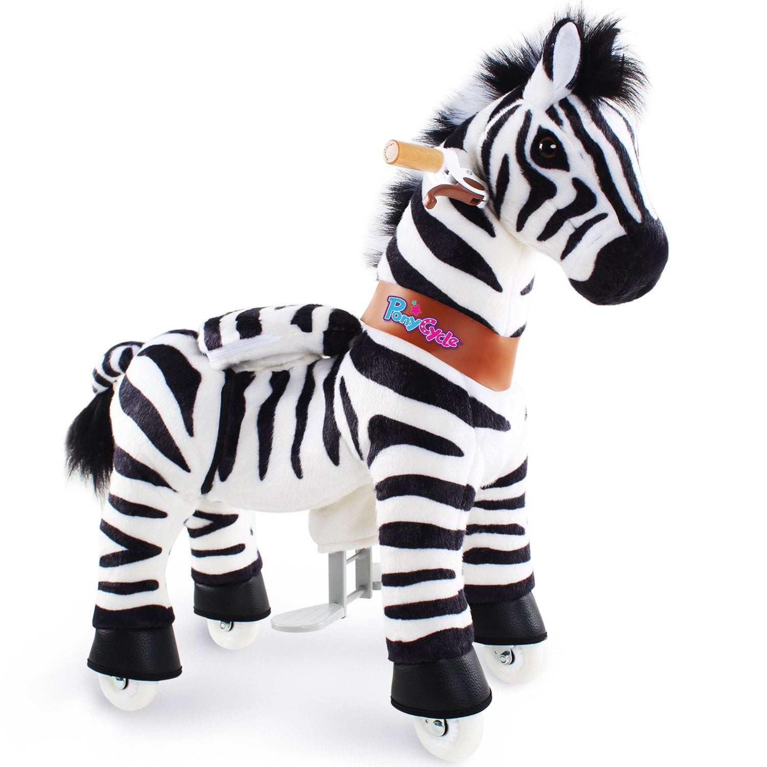 PonyCycle Ride on Zebra Toddler Ride on Toys (with Brake/ 30 Height/ Size 3 for Age 3-5) Pony Cycle Ride on Horse Mechanical Animals Toys Zebra Model Ux368