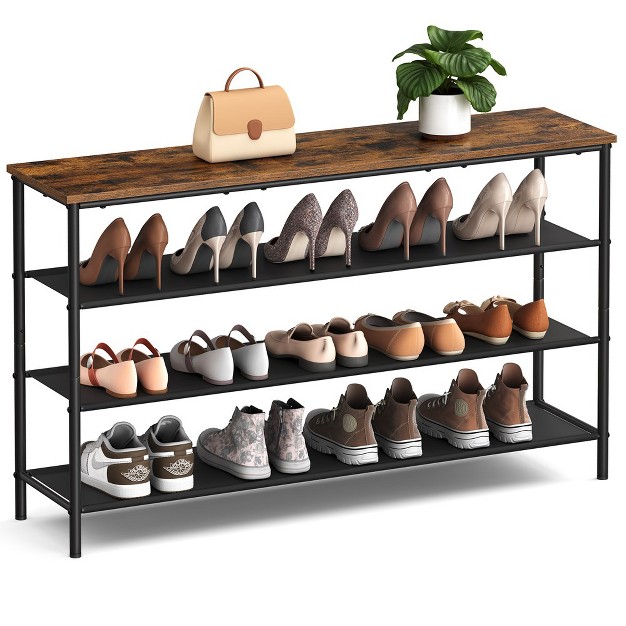 Vasagle Shoe Rack 4 Tier Shoe Storage Rack For 15 18 Pairs Of Shoes Rustic Brown And Black