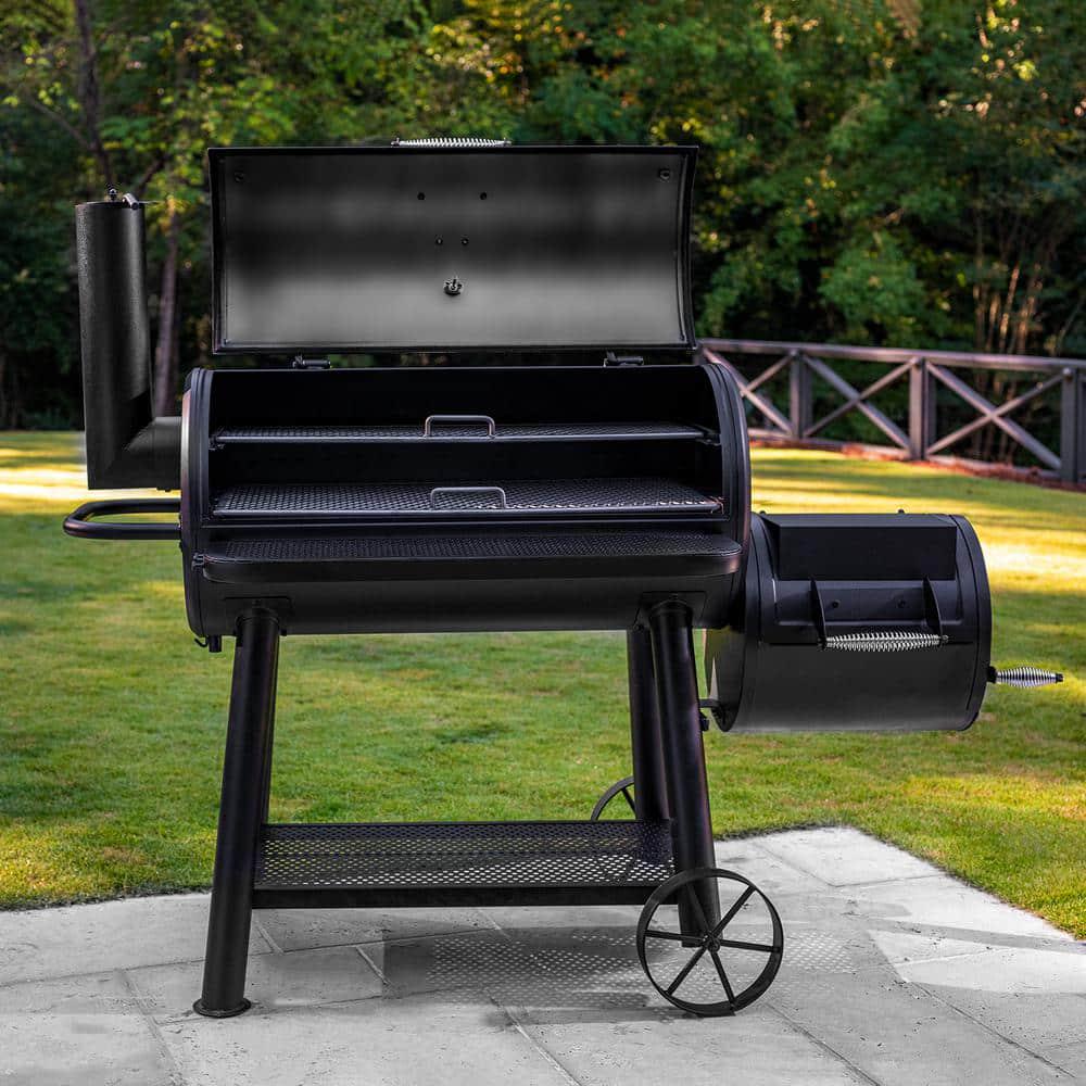 CharGriller Grand Champ Charcoal Grill and Offset Smoker in Black