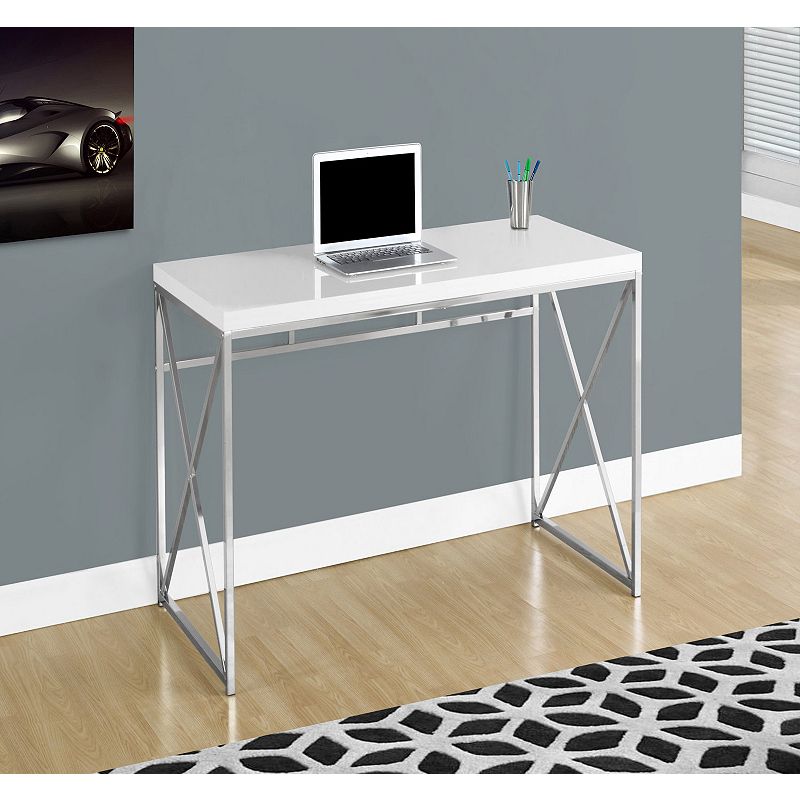 47.25 Glossy White Contemporary Rectangular Computer Desk