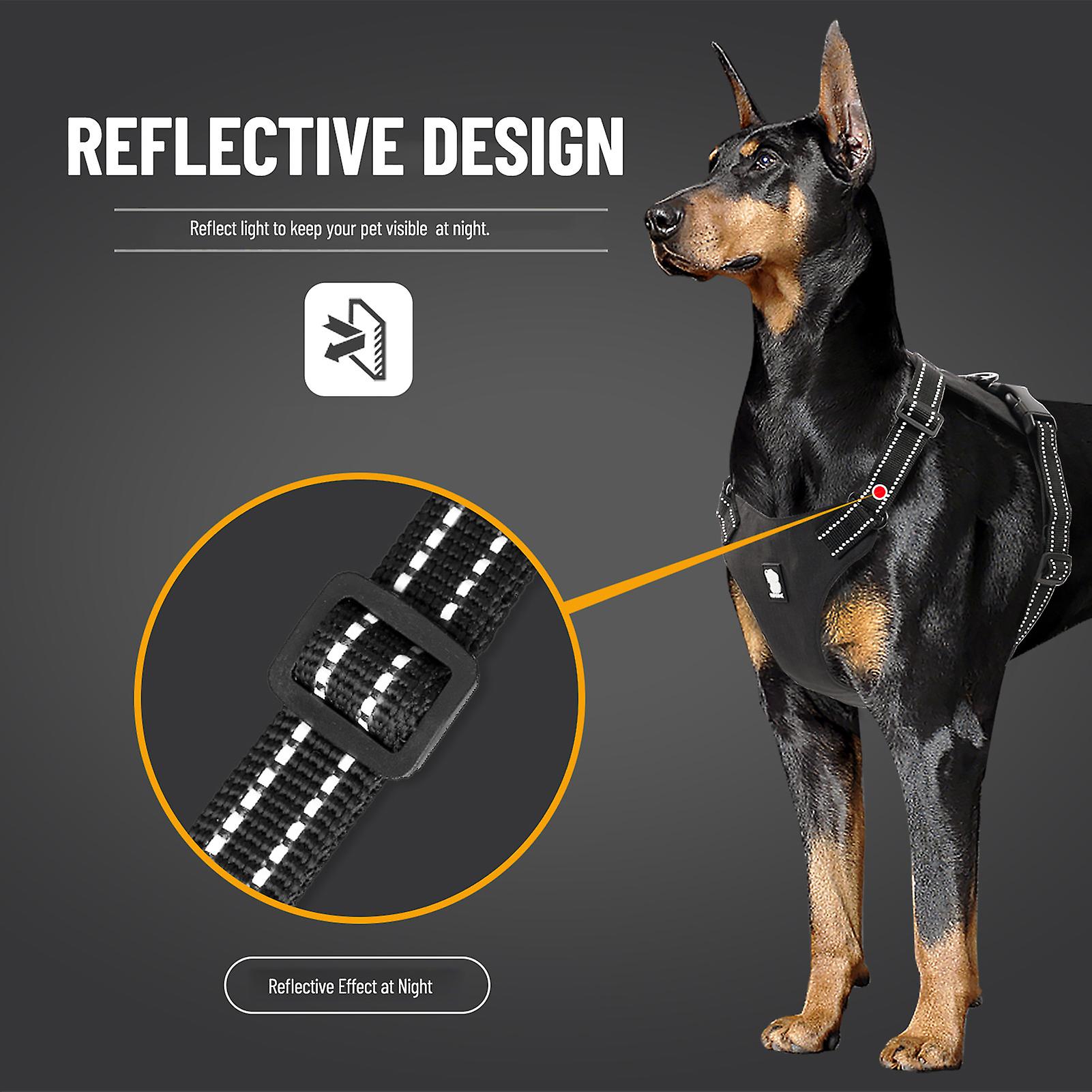 Dog Harness Reflective Adjustable Mesh Lightweight Vest For Small Medium Large Dogs Black X-large