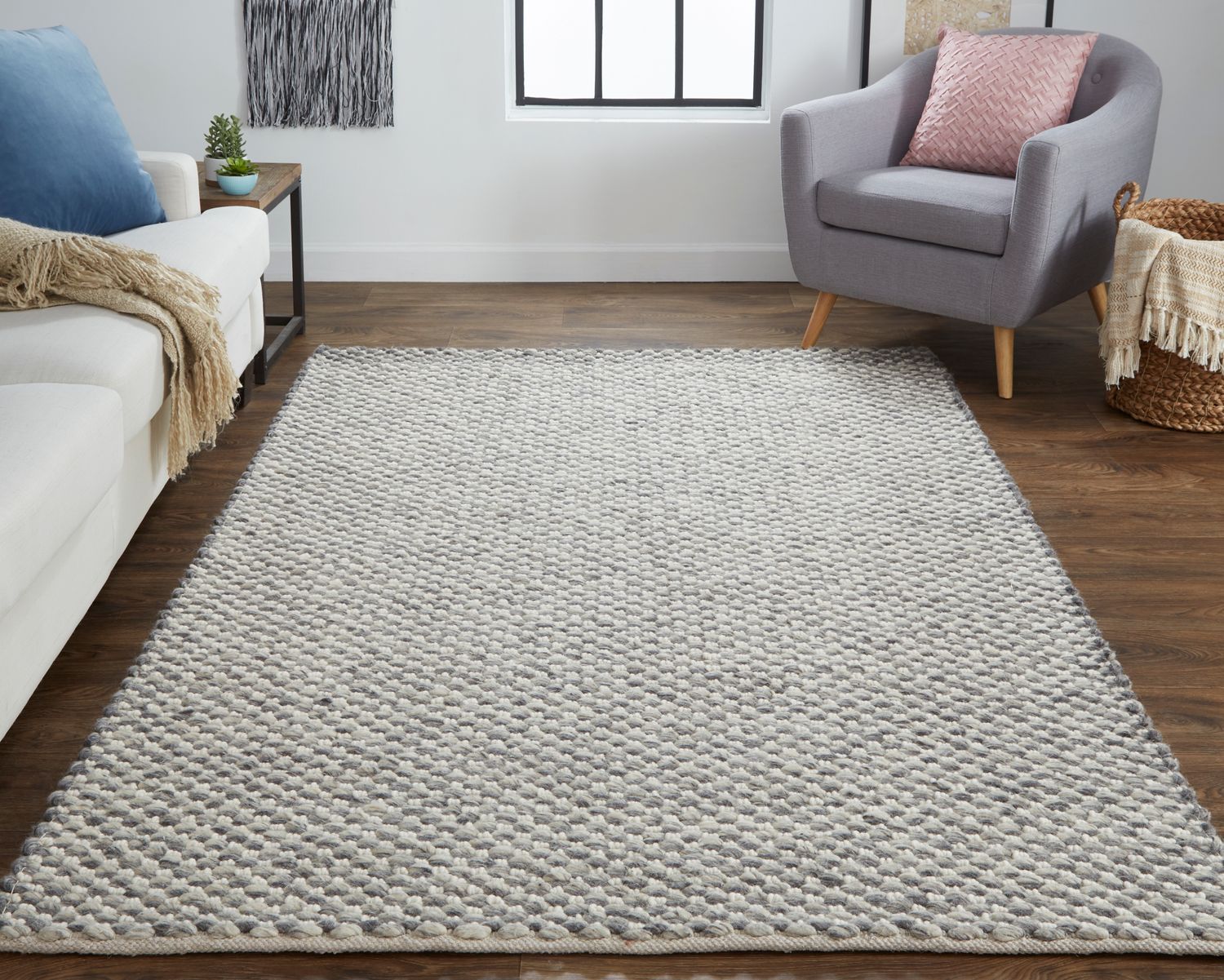 Genet Hand Woven Gray and Ivory Rug by BD Fine