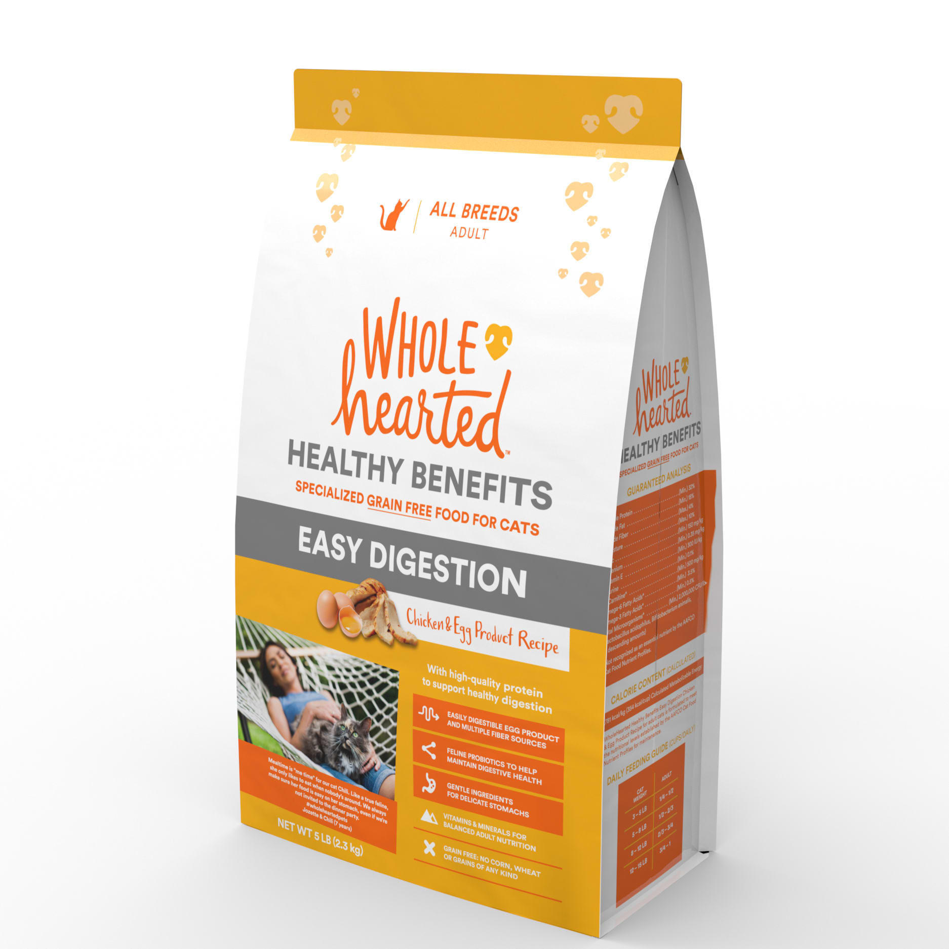 WholeHearted Healthy Digestion Chicken and Egg Product Recipe Dry Cat Food， 5 lbs.