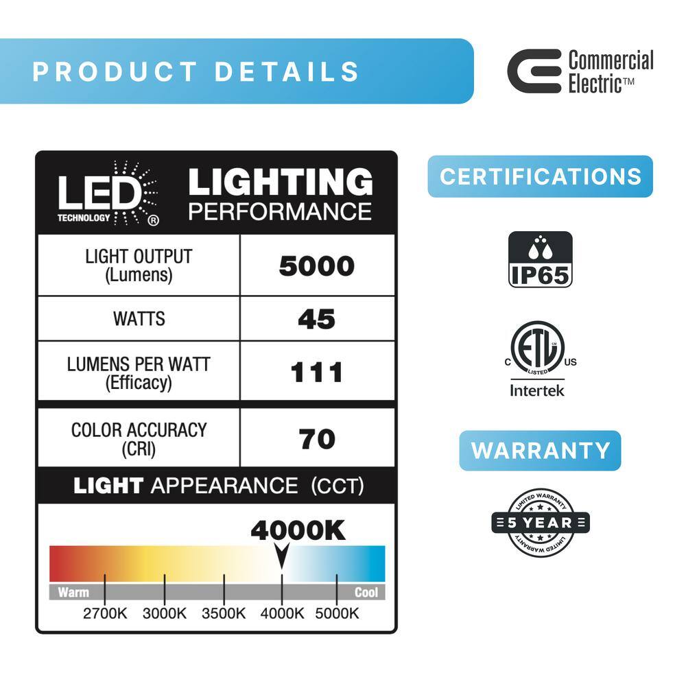 Commercial Electric 175W Equivalent Integrated LED Bronze Outdoor Residential WallFlood Light 5000 Lumens FSNX50-PC-4K-BZ