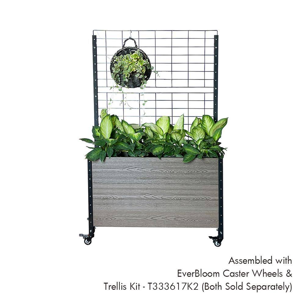 EverBloom 36 in. L x 12 in. W x 21 in. H Elevated Composite Deep Trough Planter in Grey E213612G