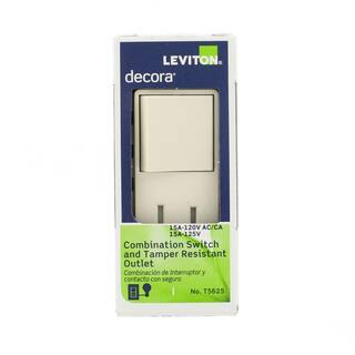 Leviton Decora 15 Amp Tamper-Resistant Combination SwitchOutlet Light Almond R66-T5625-0TS