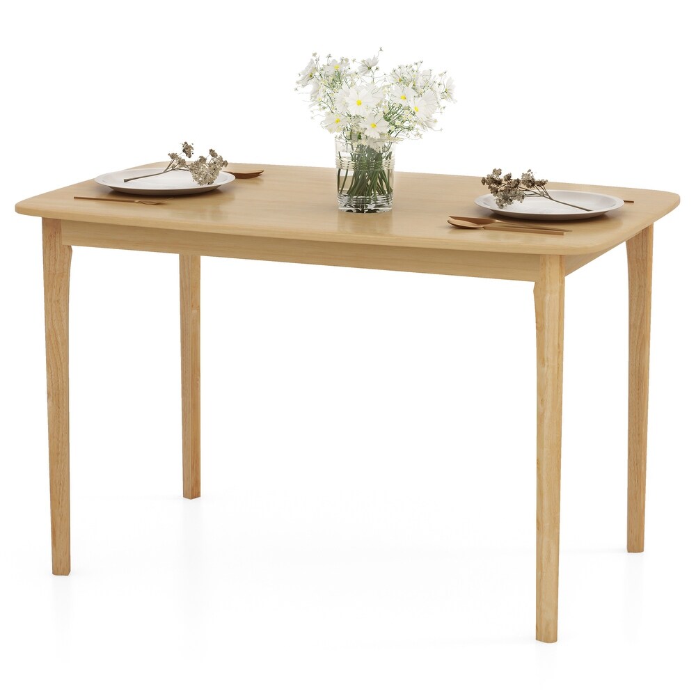 48 Inch Solid Wood Dining Table with Rubber Wood Supporting Legs for Kitchen Dining Room Natural   48\