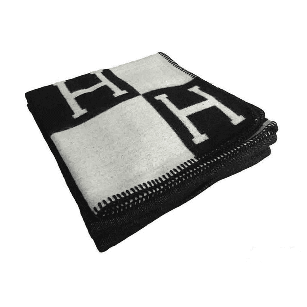 Black Merino Wool， Cashmere Plaid Throws 67