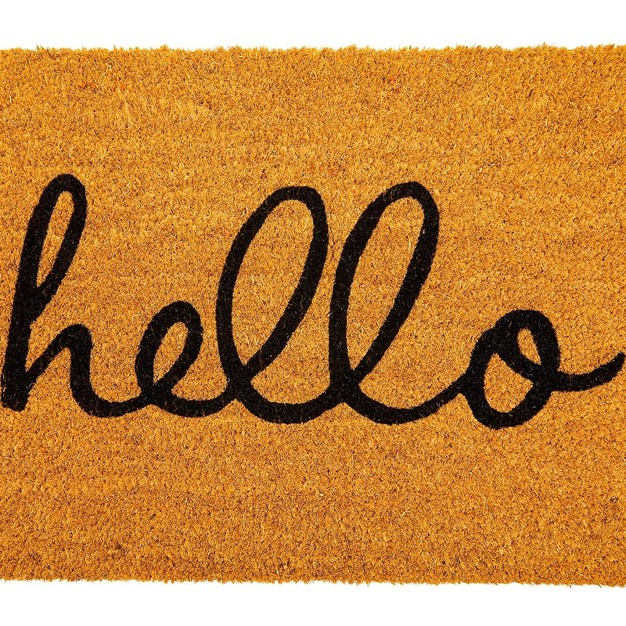 Juvale Hello Welcome Coco Coir Mat Nonslip Outdoor Natural Door Mat 17 X 30 In