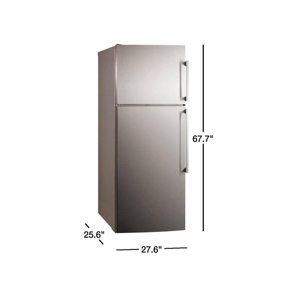 Summit Appliance 27.63 in. 12.6 cu. ft. Top Freezer Refrigerator in Stainless Steel Counter Depth FF1512SSIMLHDE