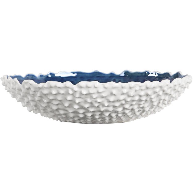 Uttermost Ciji White And Blue Modern Ceramic Decorative Bowl