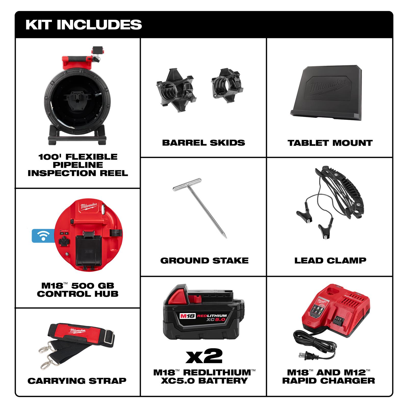 Milwaukee Tool 2972-22 Milwaukee M18 Flexible Pipeline Inspection Scope System