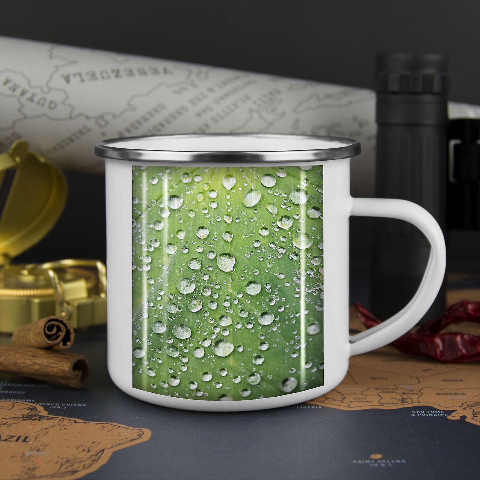 Rain Drop Plant Nature NEW WhiteTea Coffee Enamel Mug10 oz | Wellcoda