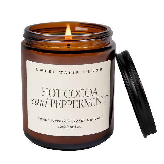 Sweet Water Decor Hot Cocoa And Peppermint 9oz Amber Jar Soy Candle