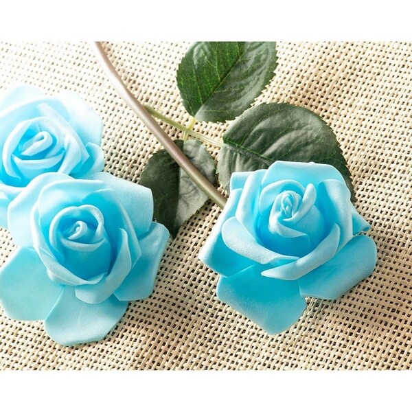 100Pack Blue Rose Artificial Flower Heads for Wedding Home Party Decorations