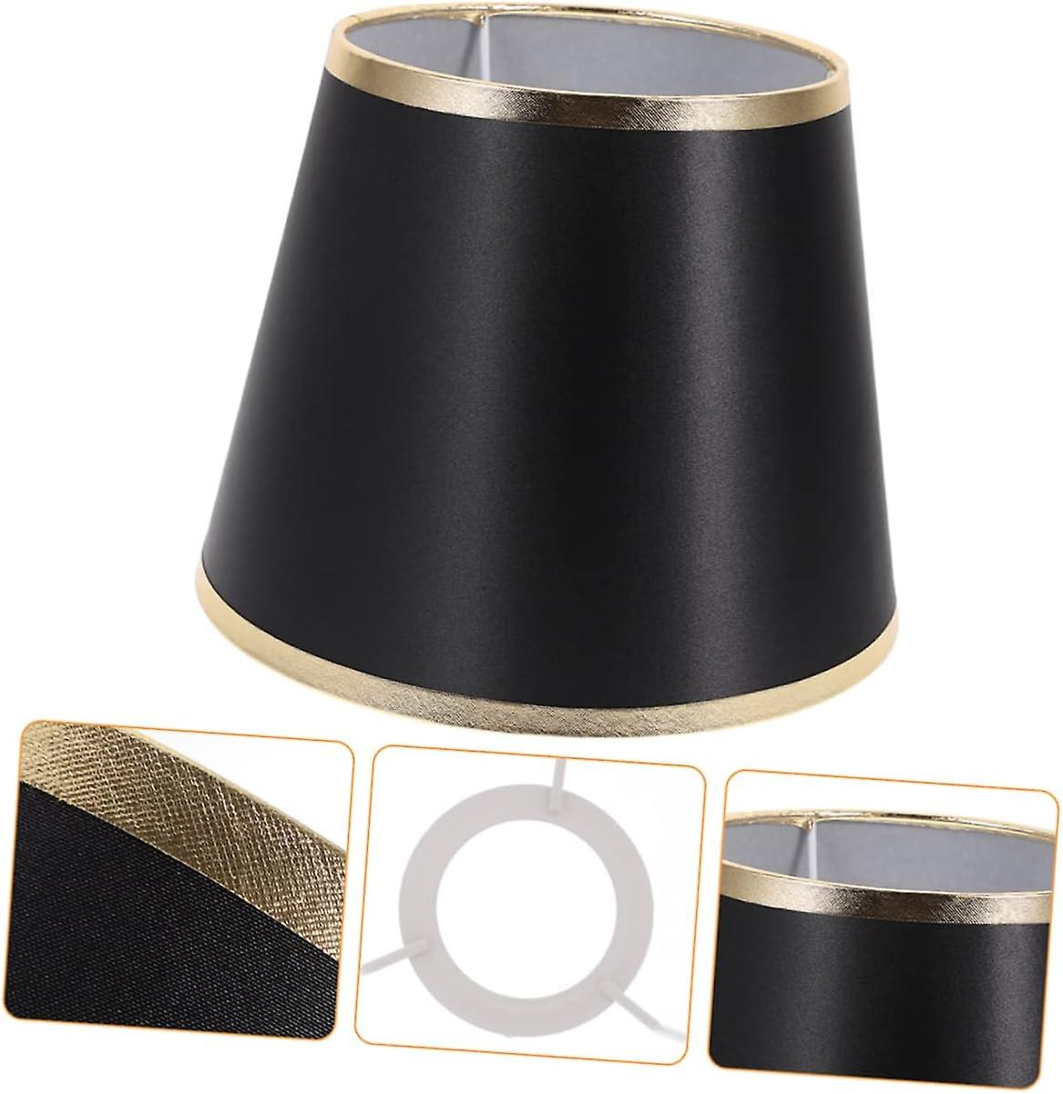 Small Black Fabric Lampshade for Table Lamps - Round Barrel Design