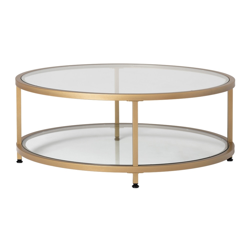 Carbon Loft Heimlich Round Steel/Glass Coffee Table