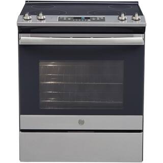 GE 30 in. 5.3 cu. ft. Slide-In Electric Range in Stainless Steel with Self Clean JS645SLSS