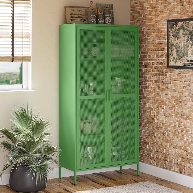 Channing Tall 2 Door Storage Cabinet Mesh Metal Locker Novogratz