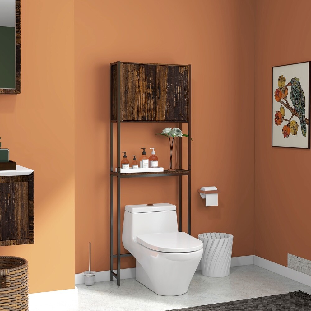 Rustic Brown Over Toilet Storage Cabinet Bathroom Storage Cabinet